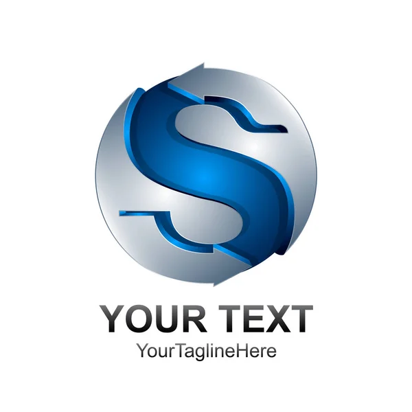 Carta Logotipo Modelo Design Colorido Prata Azul Esfera Seta Design — Vetor de Stock
