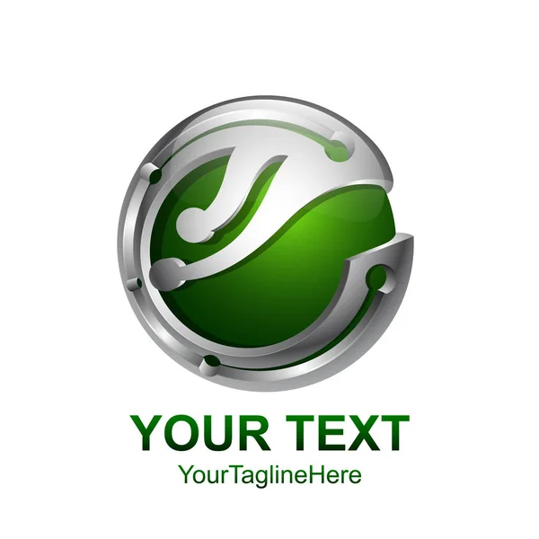 Daire Yeşil Tech Küre Logo Şablonu Işletmeniz Için — Stok Vektör
