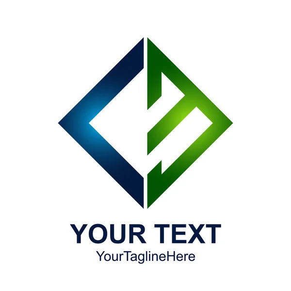 Begynnelsebokstav Logotyp Mall Designelement Färgad Grön Blå Fyrkant För Företag — Stock vektor