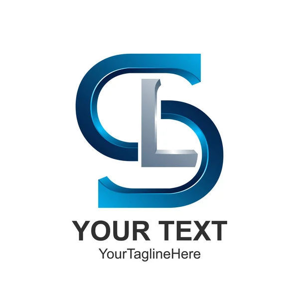 İlk harf Sl veya Ls logo tasarım şablonu öğesi gümüş iş ve şirket kimliği için mavi renkte