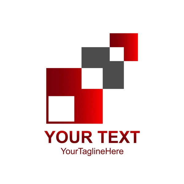 創造的な抽象デジタル ピクセル正方形のベクトルのロゴ デザイン テンプレート要素 色赤灰色コンセプト アイコン — ストックベクタ