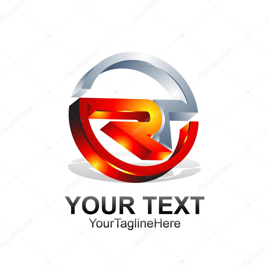 Initial letter Ror RT  logo template colored orange grey design for business and company identity