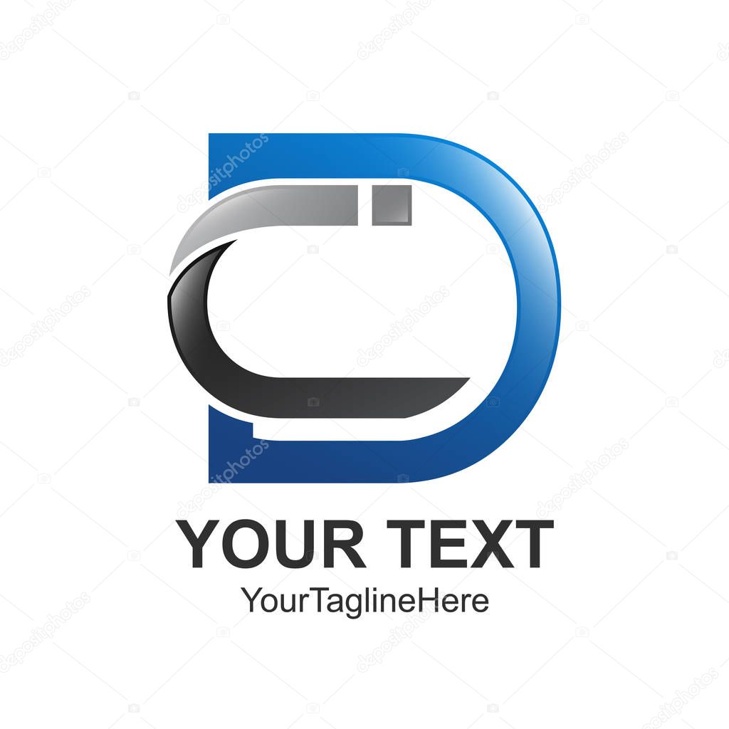 Initial letter CD or DC logo design template element colored black blue for business and company identity