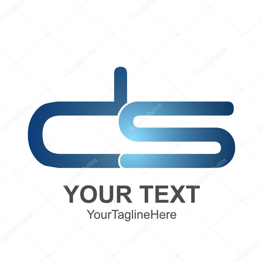 Initial letter DS logo design template element colored blue for business and company identity