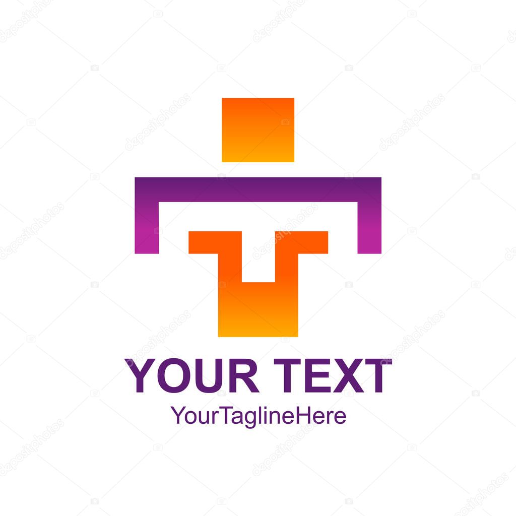 Initial letter TI logo design template element colorful square human for business and company identity