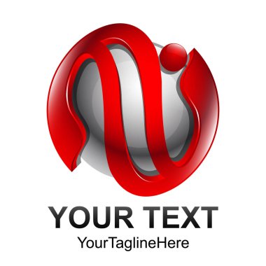 Yaratıcı soyut 3d küre swoosh erkekler vektör logo tasarım şablonu öğesi. Renkli kırmızı gümüş kavramı simgesi