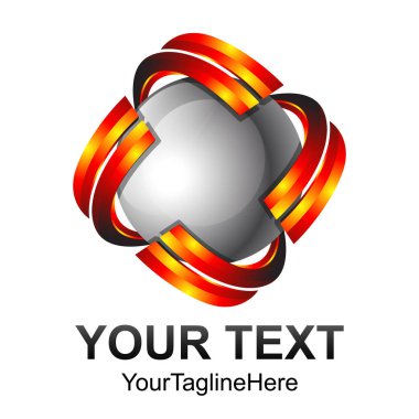 Yaratıcı soyut 3d küre vektör logo tasarım şablonu öğesi. Renkli gümüş kırmızı kavramı simgesi