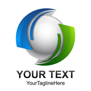 Yaratıcı soyut 3d daire küre vektör logo tasarım şablonu öğesi. Renkli gümüş mavi yeşil kavram simgesi