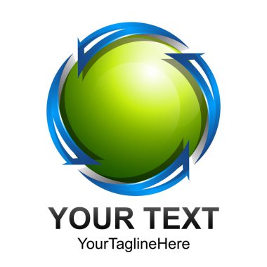 Yaratıcı soyut 3d küre vektör logo tasarım şablonu öğesi. Kavramı mavi yeşil renkli simge