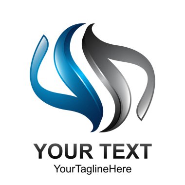 Yaratıcı soyut swoosh şerit vektör logo tasarım şablonu öğesi. Kavramı mavi gümüş renkli simge