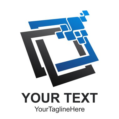 Soyut veri teknik logo vektör tasarımı Illustrator. Bilgisayar veri paylaşımı vektör çizim 