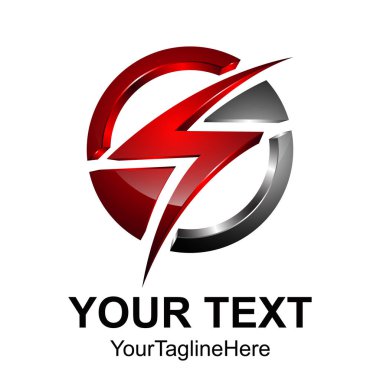 3D yıldırım, elektrik enerjisi vektör simgesi tasarım öğesi. Enerji ve gök gürültüsü elektrik sembolü kavramı. Yıldırım cıvata işareti daire