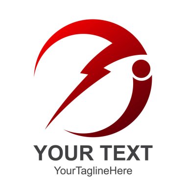 Kızıl Şimşek, elektrik enerjisi vektör simgesi tasarım öğesi. Enerji ve gök gürültüsü elektrik sembolü kavramı. Yıldırım cıvata işareti daire.  