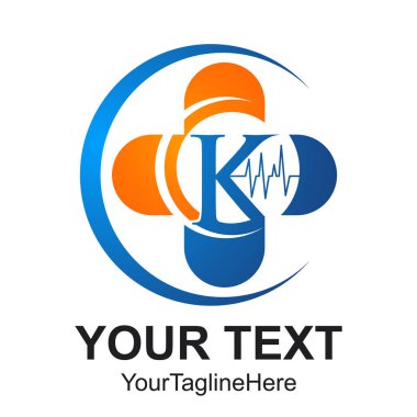 Mektup K tıp cross ve logo simge tasarım şablonu öğeleri darbe