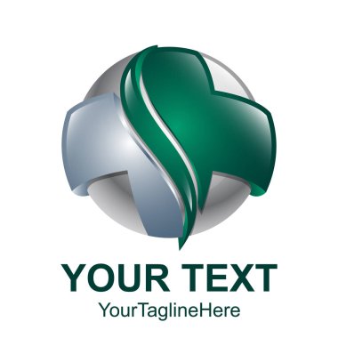 3D sembolü Tıp Bitkisel bir yeşil beyaz arka plan üzerinde izole çapraz olarak vektör