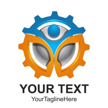 3d soyut dişli simgeler makine ve hareket logo illüstrasyon vektör