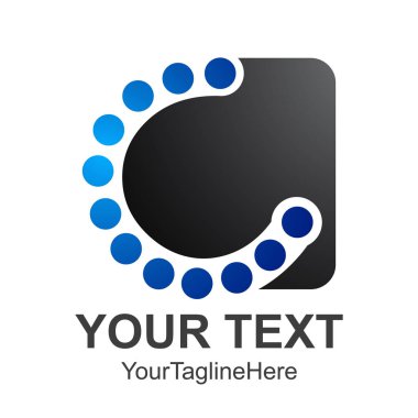 Zeki yaratıcı nokta nokta harf C akıllı ve fikir logo koymak. C harfi logo. C logo kare
