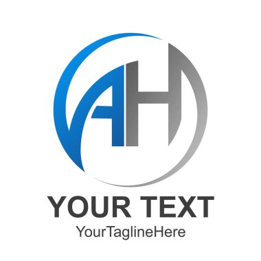 Soyut mektup Ah ilk alfabe Logo tasarım şablonu beyaz arka plan daire