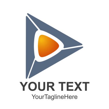 Yaratıcı soyut 3d medya düğme vektör logo tasarım şablonu öğesi oynamak. Renkli gümüş mavi turuncu kavramı simgesi