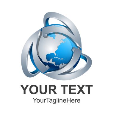 3D Dünya vektör illüstrasyon soyut. Teknik küre logo vektör.