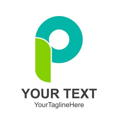 Mektup logo modern soyut yeşil simge yazı tipi logo için P harfi