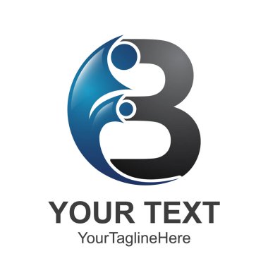 B harfi ilk alfabe swoosh adamla Logo tasarım şablonu