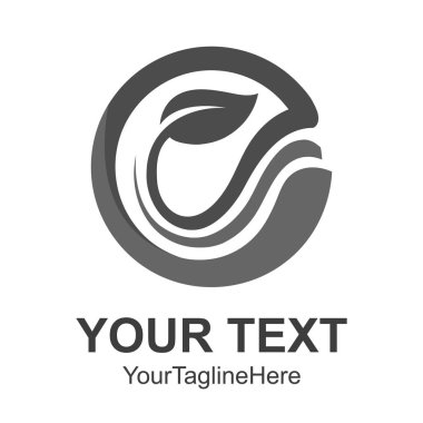 Daire gri yaprak ekoloji doğa öğesi vektör simgesi. yaprak logo ve soyut organik yaprak logosu.