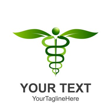 Caduceus tıbbi sembolü ya da ticaret sembolü kanatlı bir çubuğun etrafında iç içe geçmiş yılanlar. 