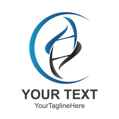 Soyut mektup Ah ilk alfabe Logo tasarım şablonu beyaz arka plan daire 