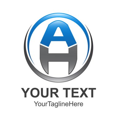 Soyut mektup Ah ilk alfabe Logo tasarım şablonu beyaz arka plan daire 