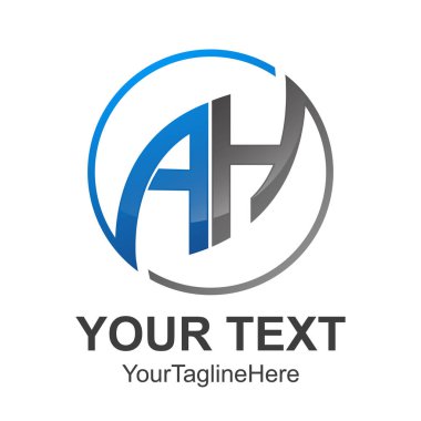 Soyut mektup Ah ilk alfabe Logo tasarım şablonu beyaz arka plan daire 