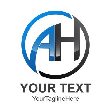 Soyut mektup Ah ilk alfabe Logo tasarım şablonu beyaz arka plan daire 