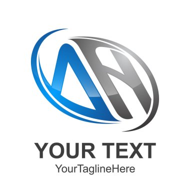 Soyut mektup Ah ilk alfabe Logo tasarım şablonu beyaz arka plan daire 