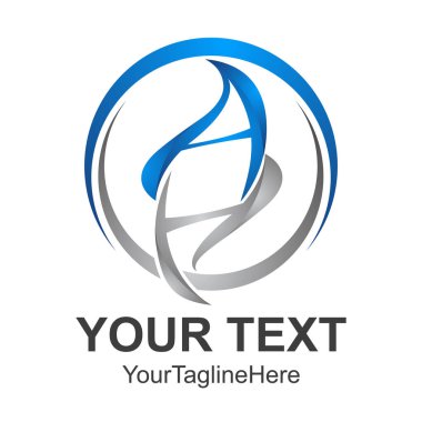 Soyut mektup Ah ilk alfabe Logo tasarım şablonu beyaz arka plan daire