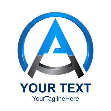 Soyut mektup Ah ilk alfabe Logo tasarım şablonu beyaz arka plan daire 
