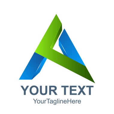 3D soyut harf A logo tasarım şablonu öğeleri. Soyut harf A. iş kurumsal mektup A logo tasarlamak vektör