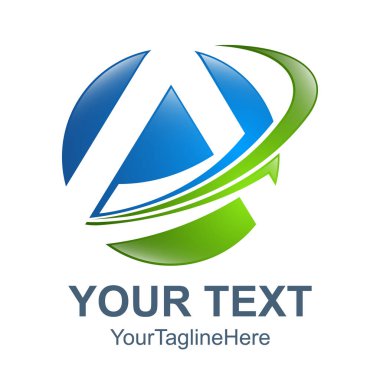 3D daire mektup mavi gri daire soyut ilk alfabe Logo tasarım şablonu