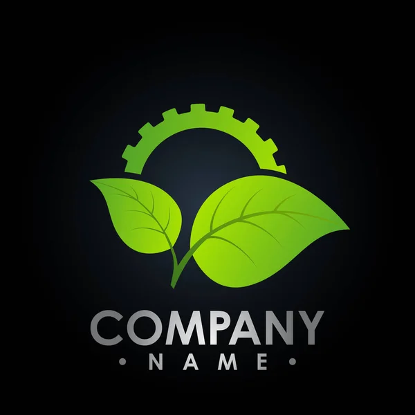 Eco Logo Symbolem List Gear Barevné Zkumavky Čerstvé Zelené Lea — Stockový vektor