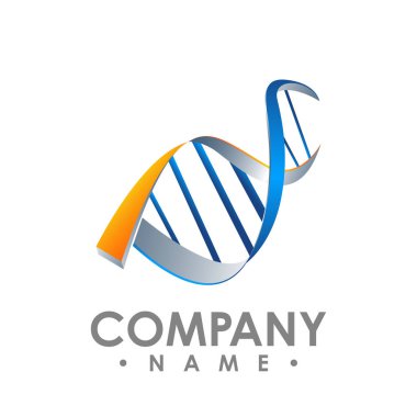 DNA dizisi 3d düz vektör çizim sanat ışık. Eğitim logo Tıp Merkezi Sağlık