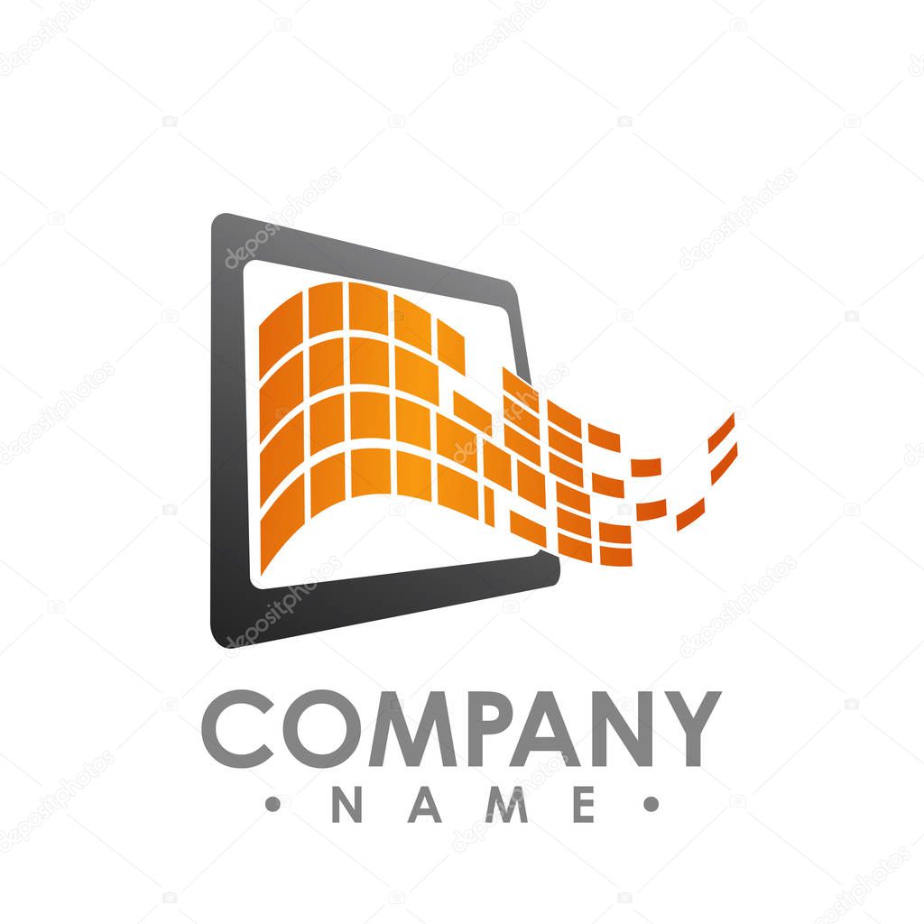 Mobile Phone App Center Logo Design Template Vector