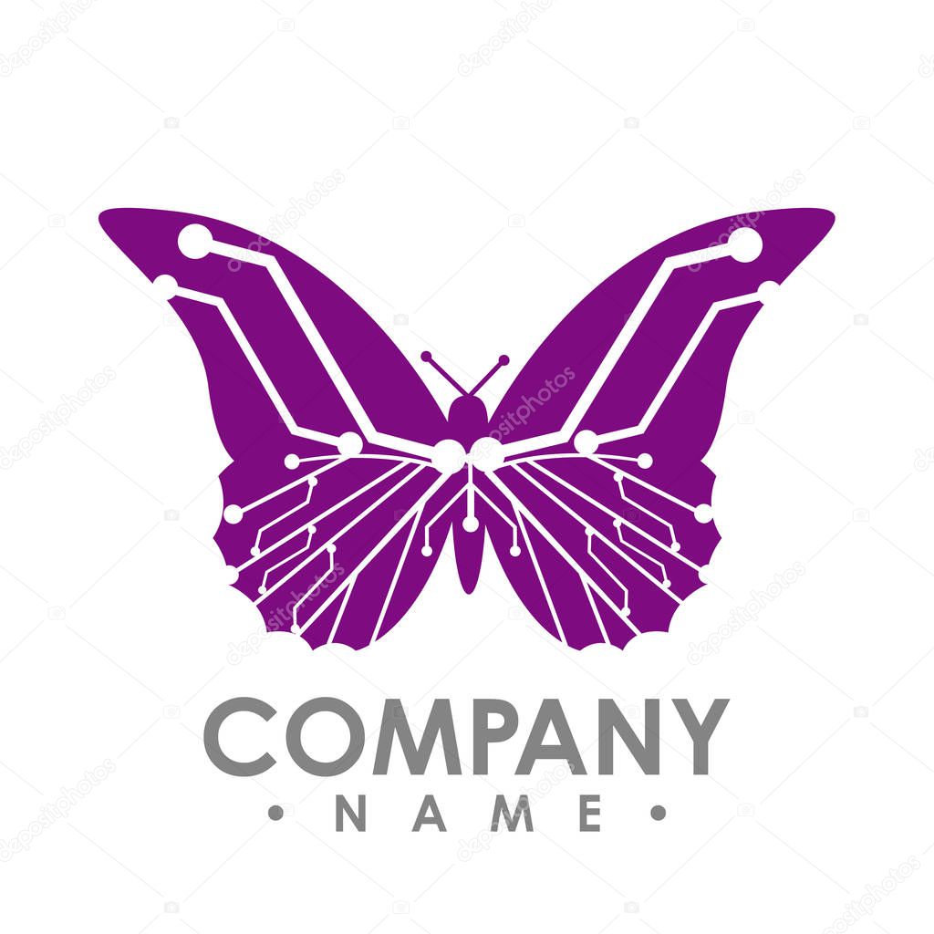 Vector circuit board isolated simple abstract butterfly. Butterfly icon vector isolated on white background.