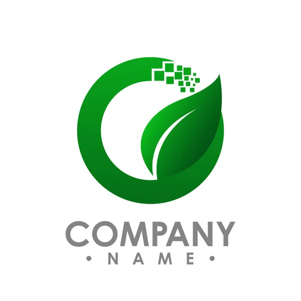 Logo Vert Feuille Écologie Élément Nature Vecteur Icône Logo Feuille — Image vectorielle