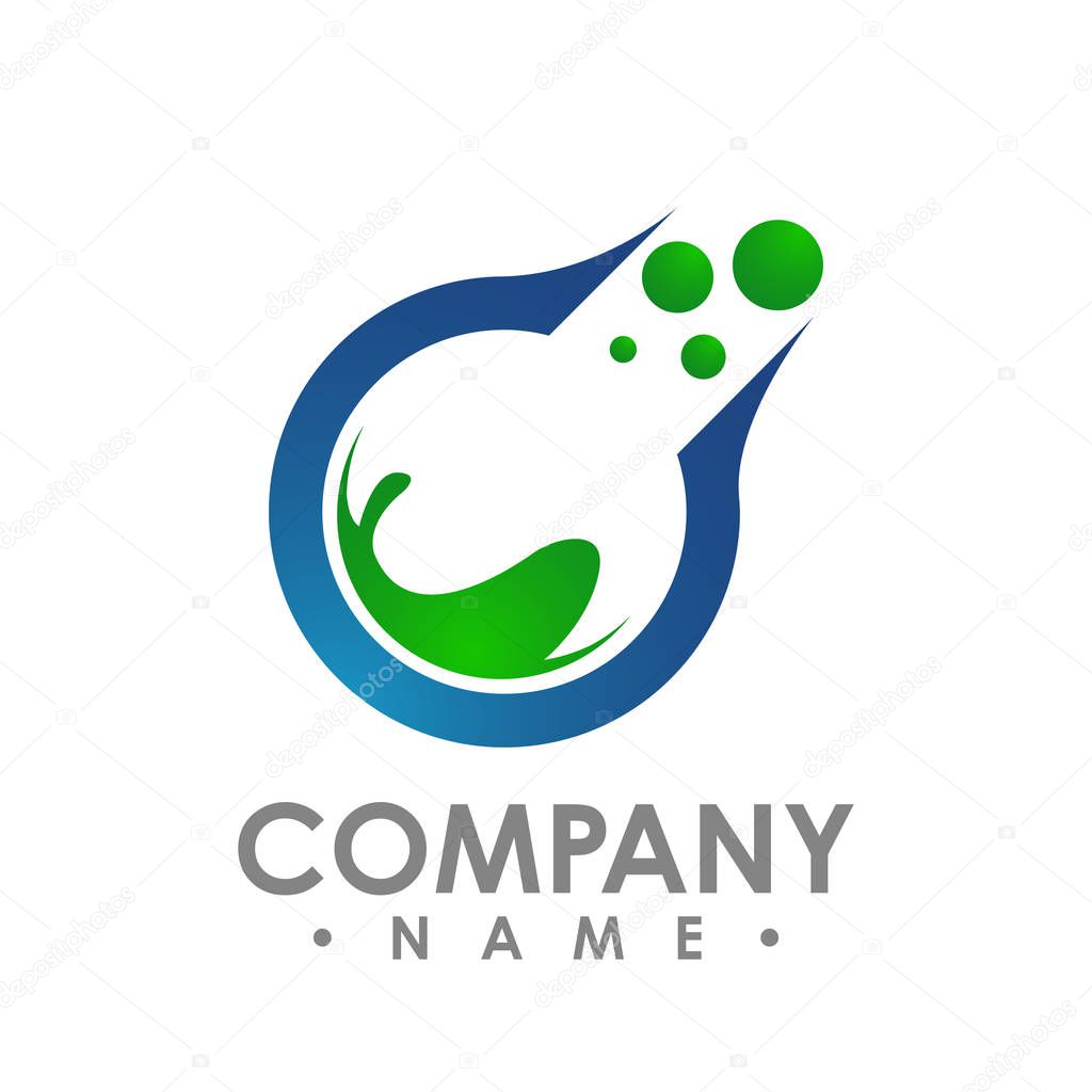 Logo and business card template for creative studio, Medical, Chemical, Science, Lab, Laboratory equipment vector logo.
