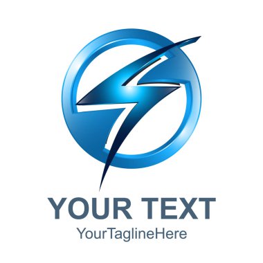 3D daire elektrik tehlike ışık güç gerilim flash gök gürültüsü simge Logo Tasarım şablon öğesi