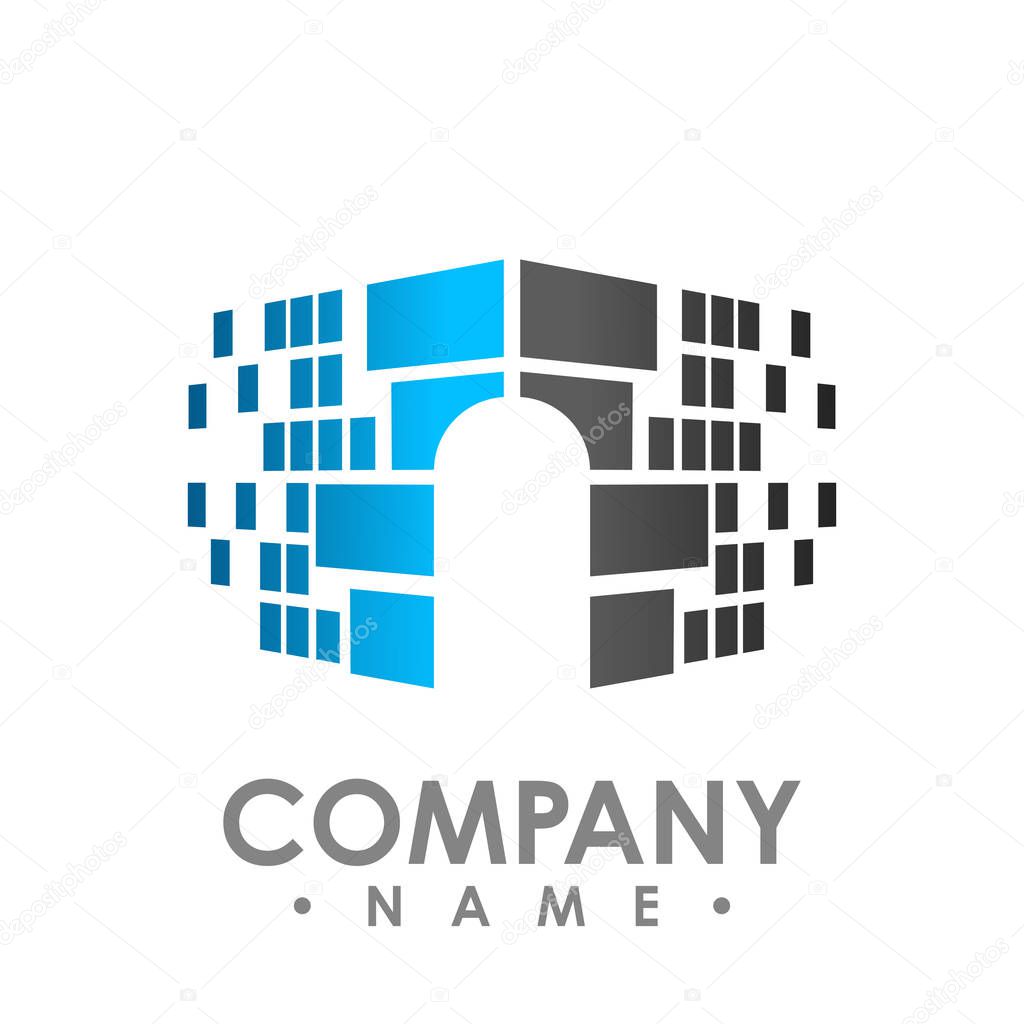 Digital data share security logo design template. Data share and Secure identity protection concept, privacy icon. Isolated on white background.