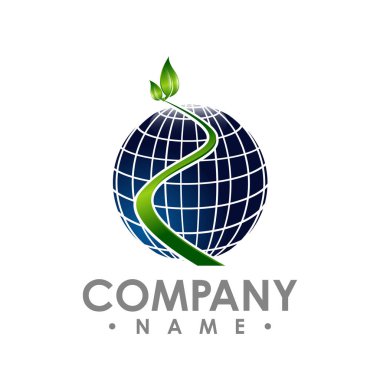 Çevre dünya 3d tasarım, yaratıcı 3d beyaz izole işareti vektör. Yaprak ve toprak küre sembolü, logo illüstrasyon