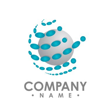 Tasarım şablonu bir daire şeklindeki soyut rasgele mavi noktaları vektör