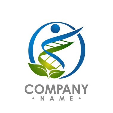 Vektör logo tasarım Eko dna sarmalının insanlar şeklin yeşil yapraklar