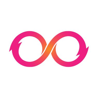 Pembe sonsuzluk simgesi simgeleri illüstrasyon vektör. Sınırsız, sınırsız sembolü, işareti. Sonsuzluk simgesi