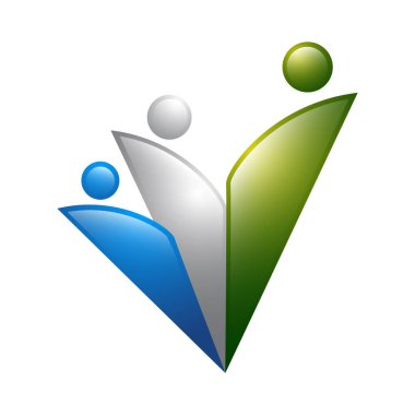 3D soyut insanlar simgeler ve semboller. Teknoloji insanların kutsal kişilerin resmi logosu